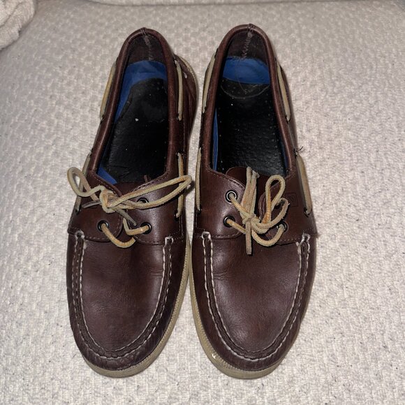 Men's Sperry Topsider Boat Shoes -  Dark Brown - Side 11 - Picture 1 of 5